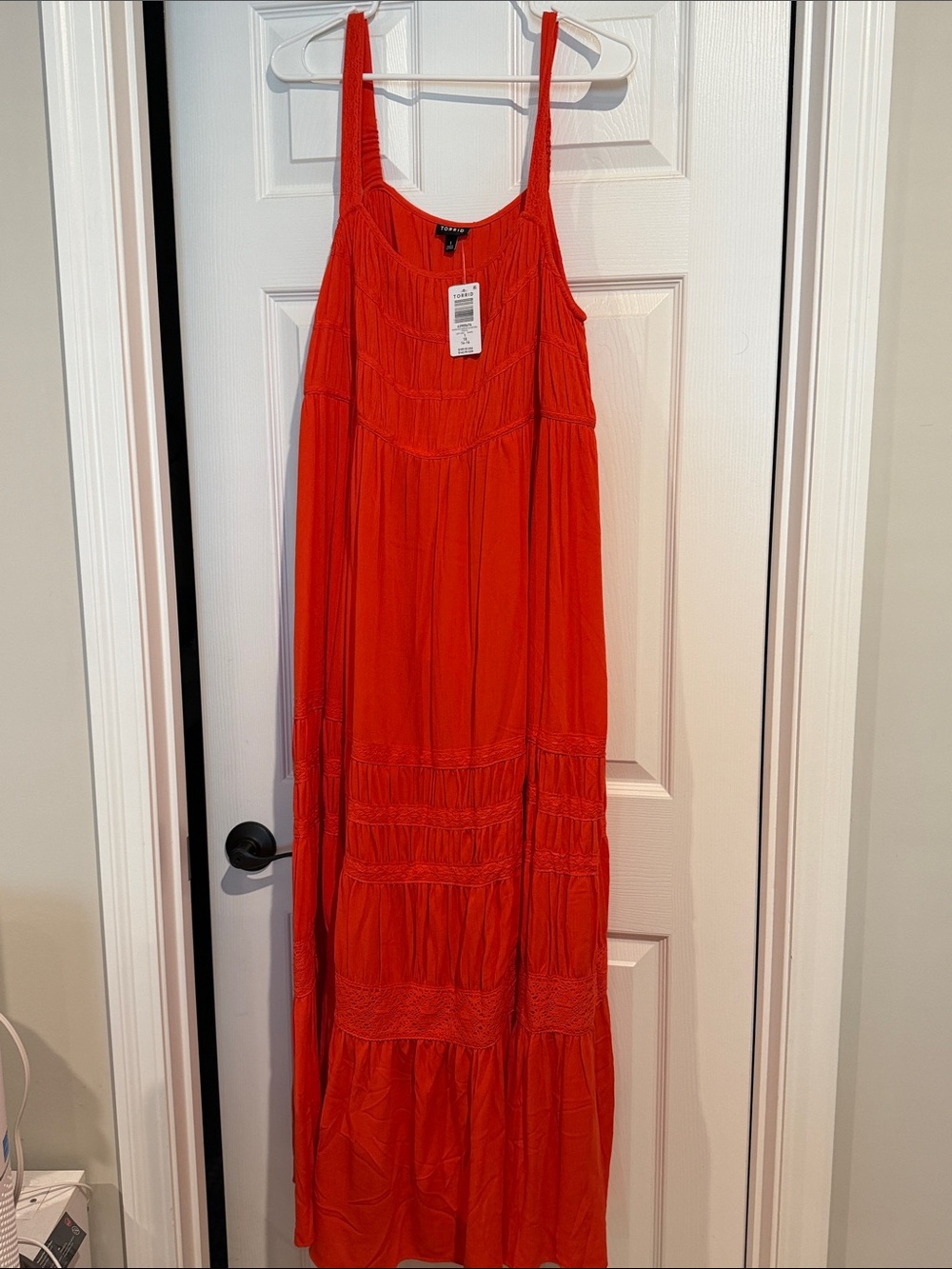 Bright Orange Tiered Maxi Dress